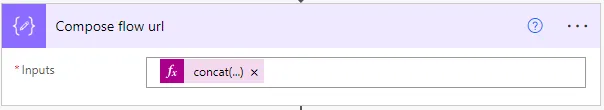 Compose action named Compose flow url with a concat() expression
