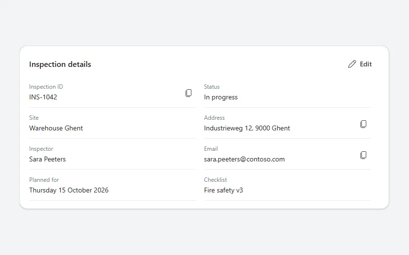 Record details list in Power Apps Studio