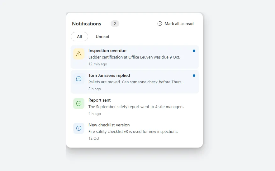 Notification center in Power Apps Studio