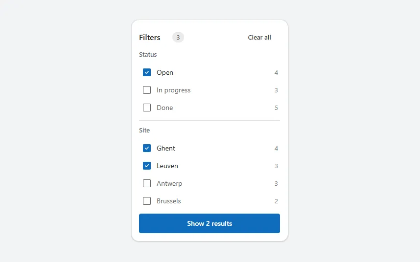 Filter panel in Power Apps Studio